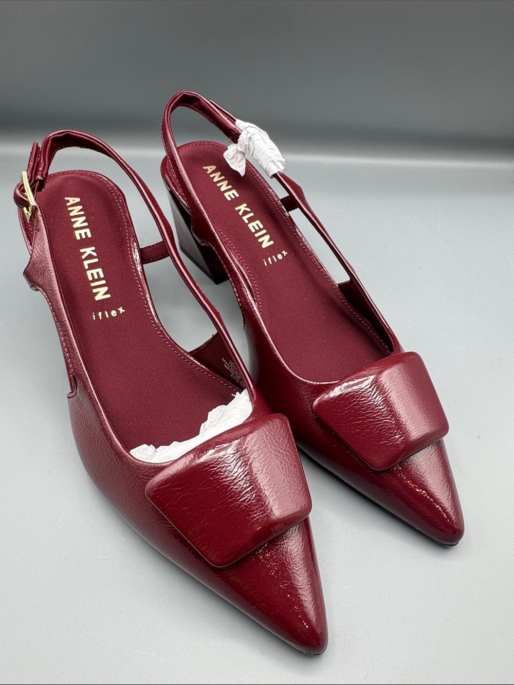 Anne Klein Burgundy Pointed-Toe Slingback Pumps